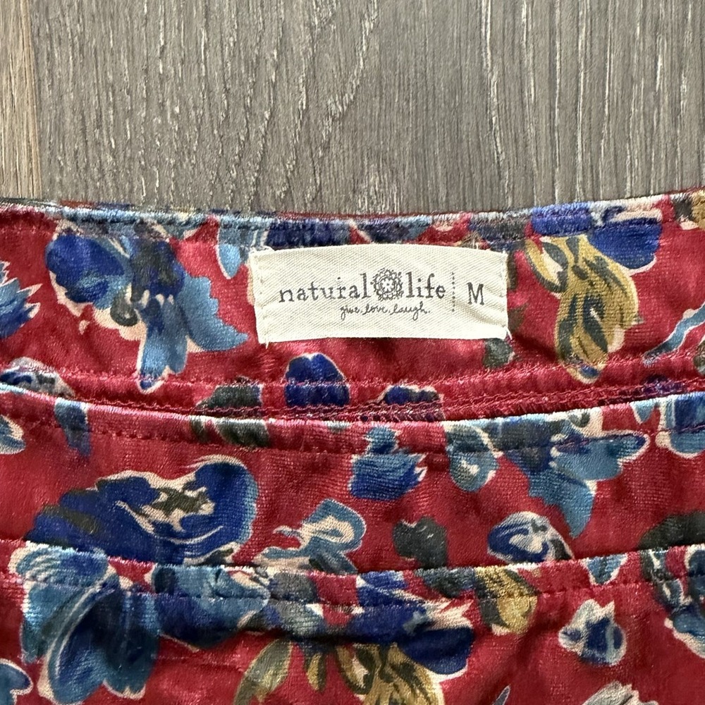 Natural Life Tiered Floral Velvet Maxi Dress Medium Boho Cottage Whimsigoth - Picture 5 of 10